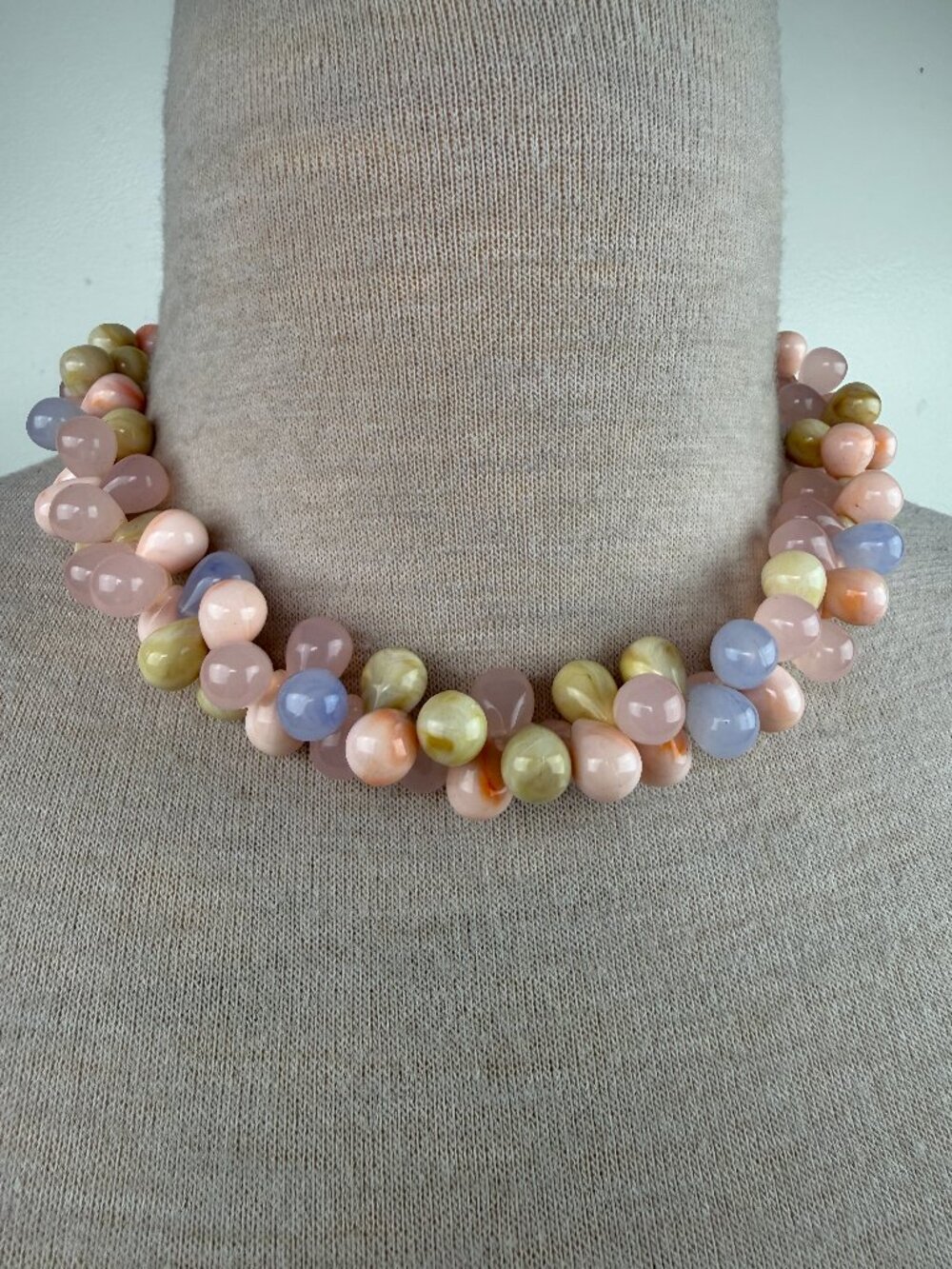 Vintage Pastel Lucite Bubble Bead Necklace 18.5"